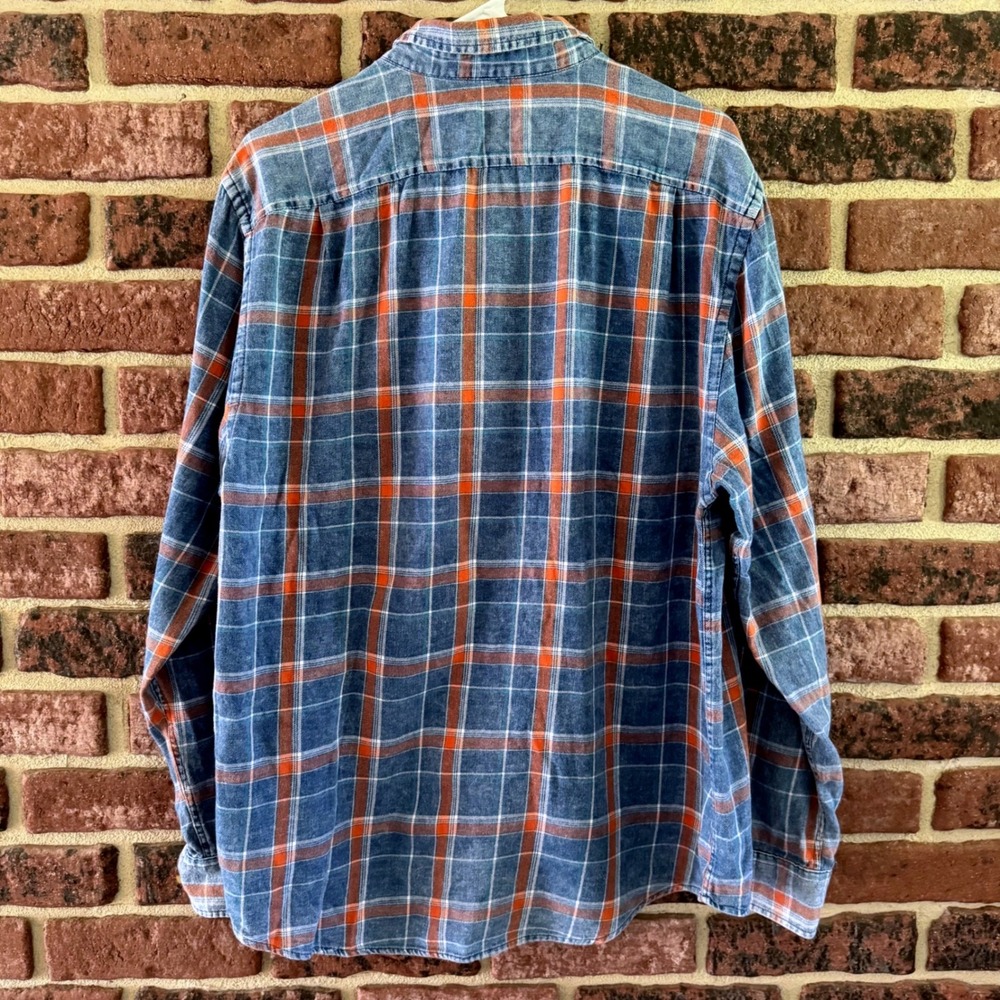 Plaid Flannel Mens Shirt Large Lumberjack Cottagecore Cabin Workwear Grunge Fall - Picture 4 of 6